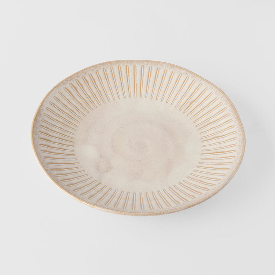 Premium Ceramic Plate – Cream Ridged Alabaster Glaze 25cm