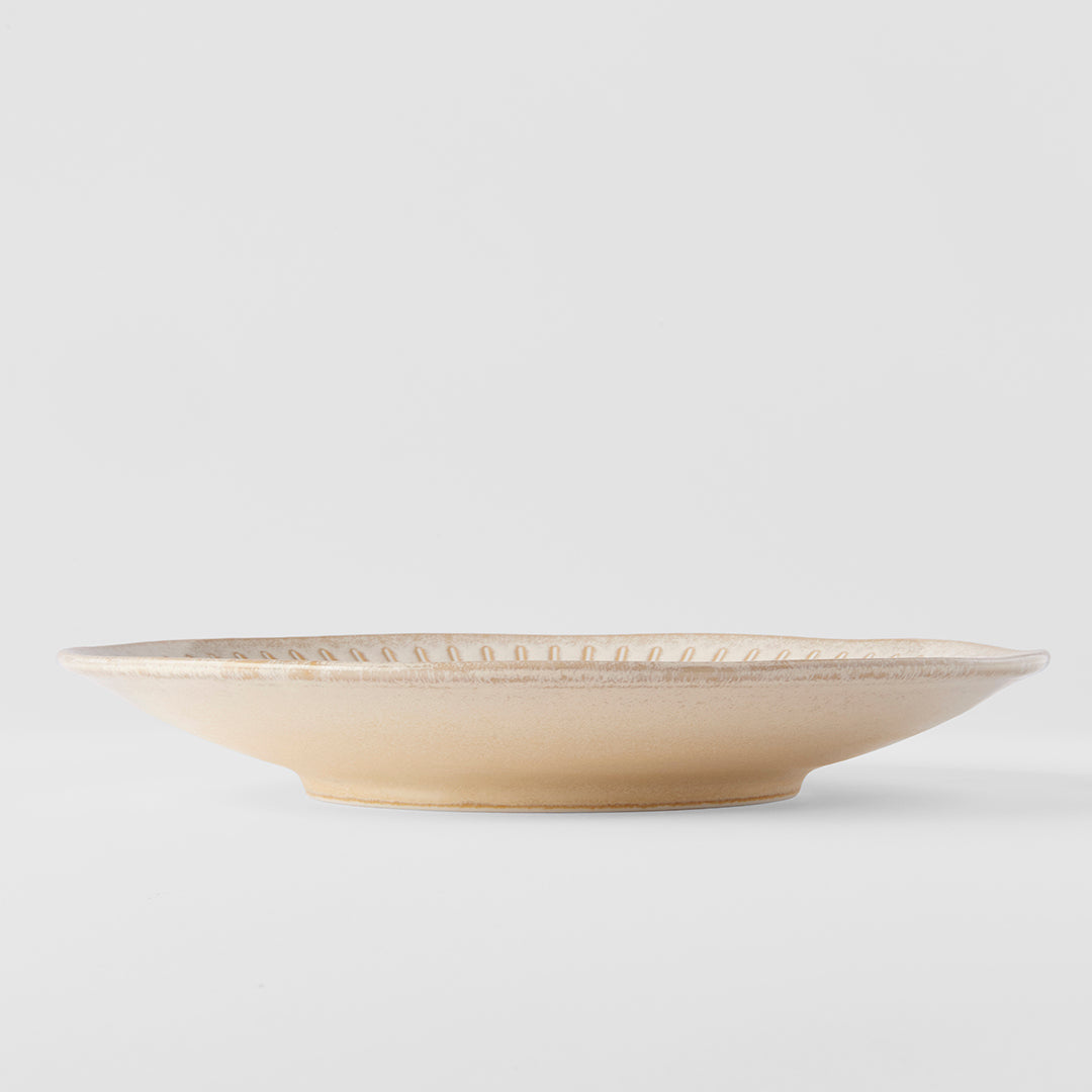 Premium Ceramic Plate – Cream Ridged Alabaster Glaze 25cm