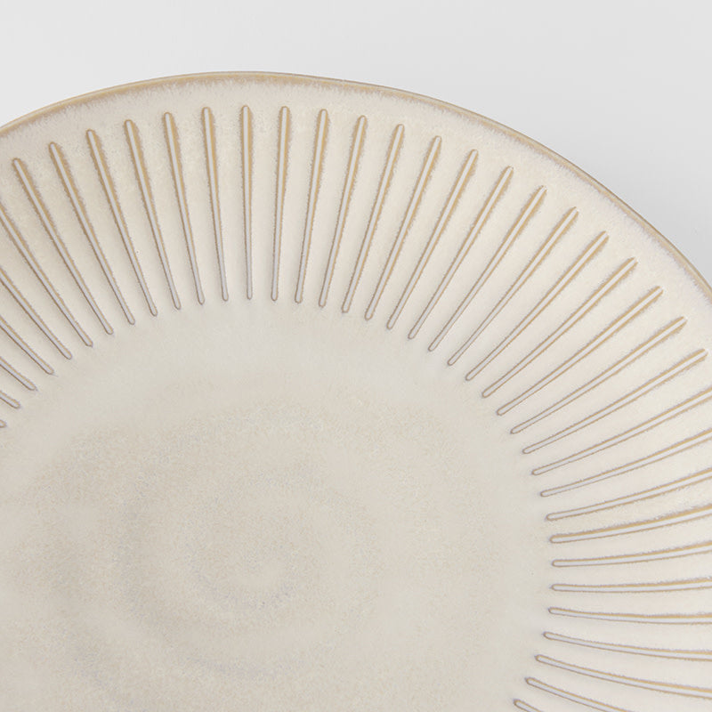 Premium Dinner Plate – Beige Ridged Alabaster Glaze 23cm