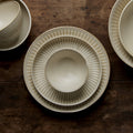 Premium Dinner Plate – Beige Ridged Alabaster Glaze 23cm