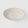 Premium Large Sauce Dish – Beige Ridged Alabaster Glaze 12cm, 40ml