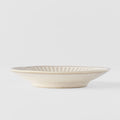 Premium Large Sauce Dish – Beige Ridged Alabaster Glaze 12cm, 40ml