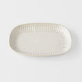 Premium Oval Plate – Beige Ridged Alabaster Glaze 18.7cm