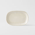 Premium Oval Plate – Beige Ridged Alabaster Glaze 18.7cm
