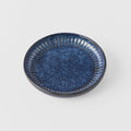 Premium 9cm Ridged Indigo Design Ceramic Sauce Dish 20ml Dishwasher Microwave Safe