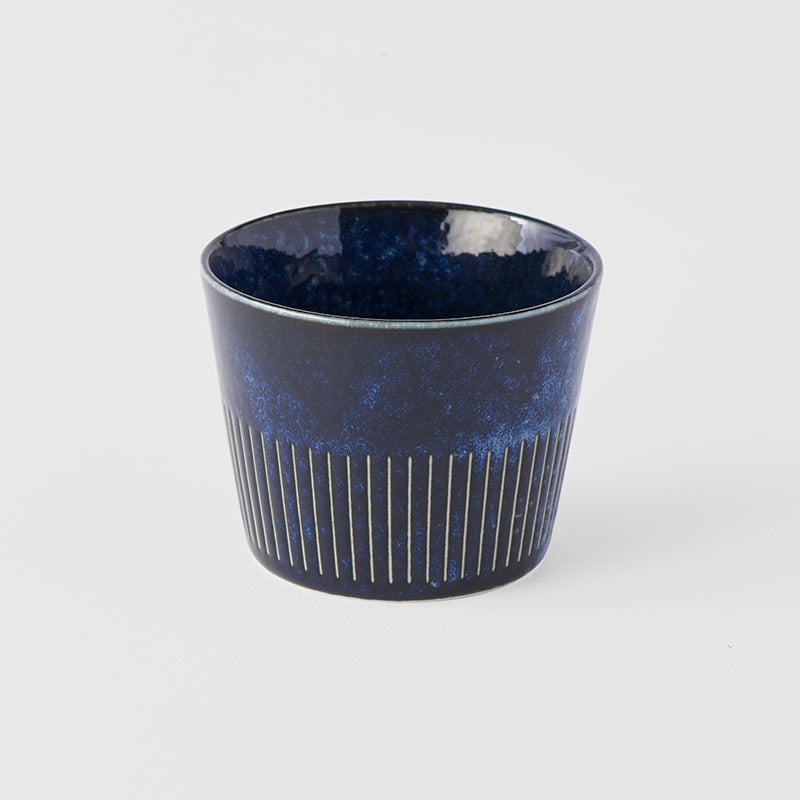 Premium 175ml Ridged Indigo Blue Glaze Soba Cup Dishwasher Microwave Safe