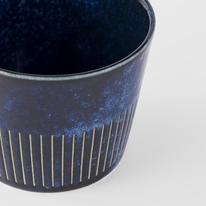 Premium 175ml Ridged Indigo Blue Glaze Soba Cup Dishwasher Microwave Safe