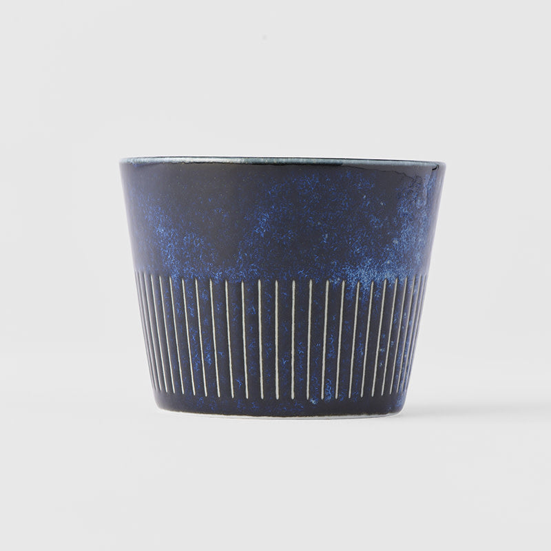 Premium 175ml Ridged Indigo Blue Glaze Soba Cup Dishwasher Microwave Safe