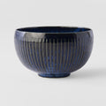 Premium Ridged Rice Bowl – Dark Blue Indigo Blue Glaze 13.3cm, 300ml