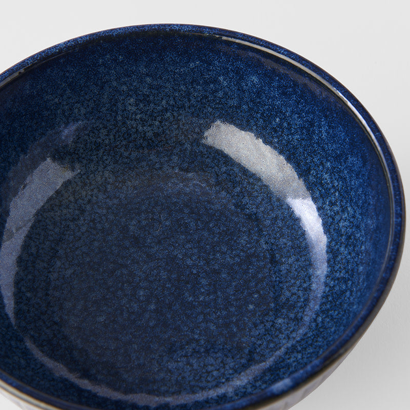 Premium Ridged Pasta Bowl – Dark Blue Indigo Blue Glaze 16cm, 450ml