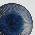 Premium 25cm Ridged Indigo Glaze Ceramic Dinner Plate Dishwasher Microwave Safe