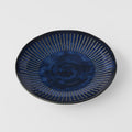 Premium 23cm Ridged Indigo Blue Glaze Ceramic Dinner Plate Dishwasher Microwave Safe