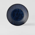 Premium 23cm Ridged Indigo Blue Glaze Ceramic Dinner Plate Dishwasher Microwave Safe