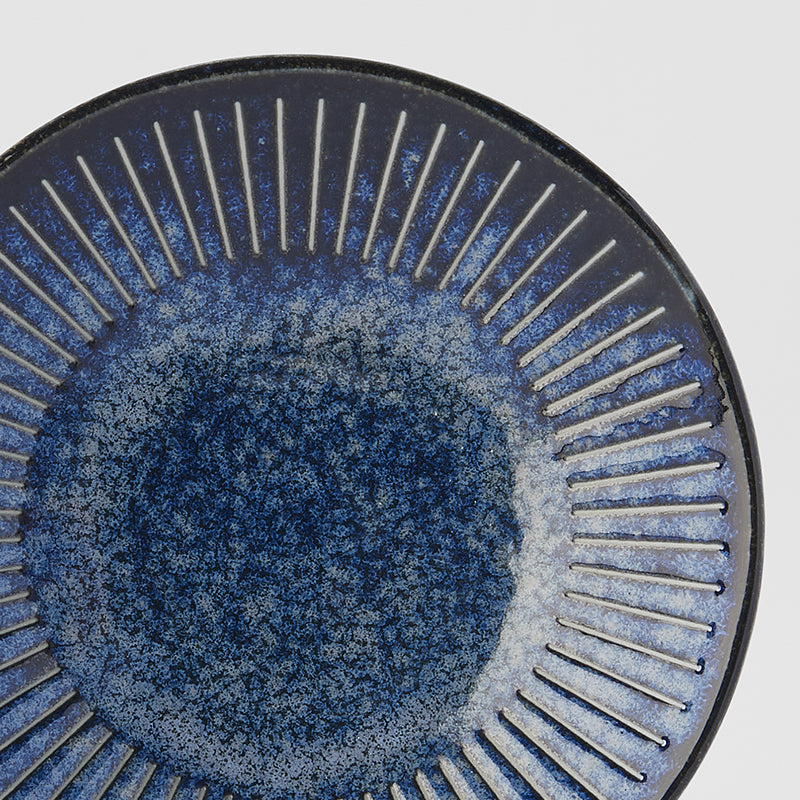 Premium 12cm Ridged Indigo Glaze Ceramic Saucer Dishwasher Microwave Safe
