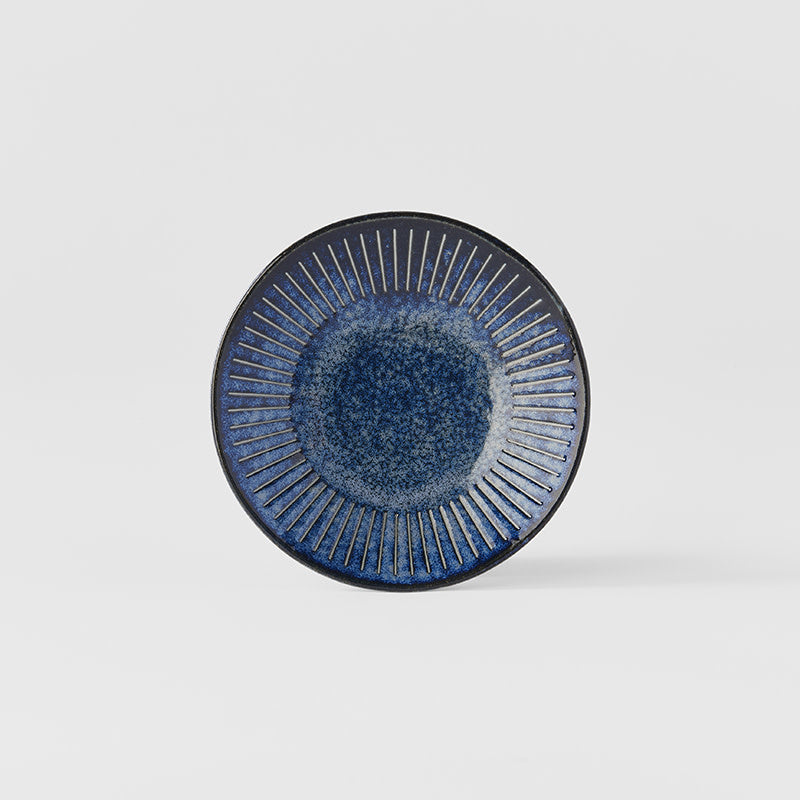 Premium 12cm Ridged Indigo Glaze Ceramic Saucer Dishwasher Microwave Safe