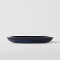 Premium Ceramic Oval Plate – Blue Ridged Indigo Glaze 19 x 13cm
