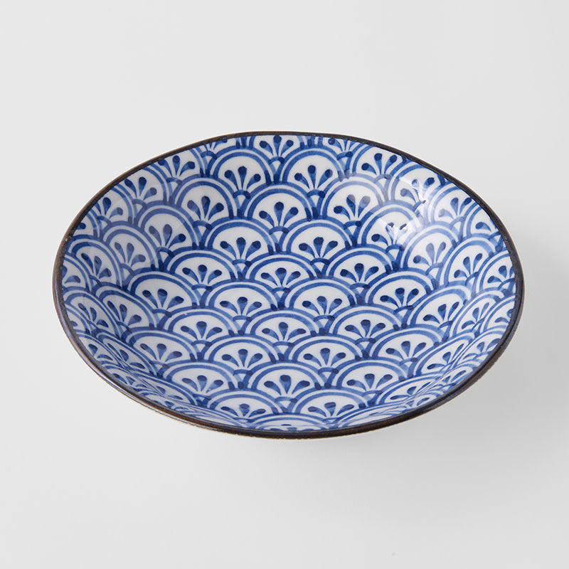 Premium Pasta Bowl – Blue Petal Crest Design 20.5cm, 200ml