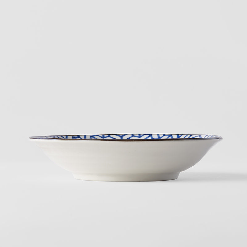 Premium Pasta Bowl – Blue Herringbone Design 20.5cm, 200ml