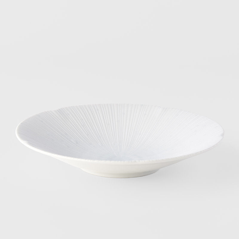 Premium 22.5cm Ice White Glaze Ceramic Pasta Bowl 350ml Dishwasher Microwave Safe
