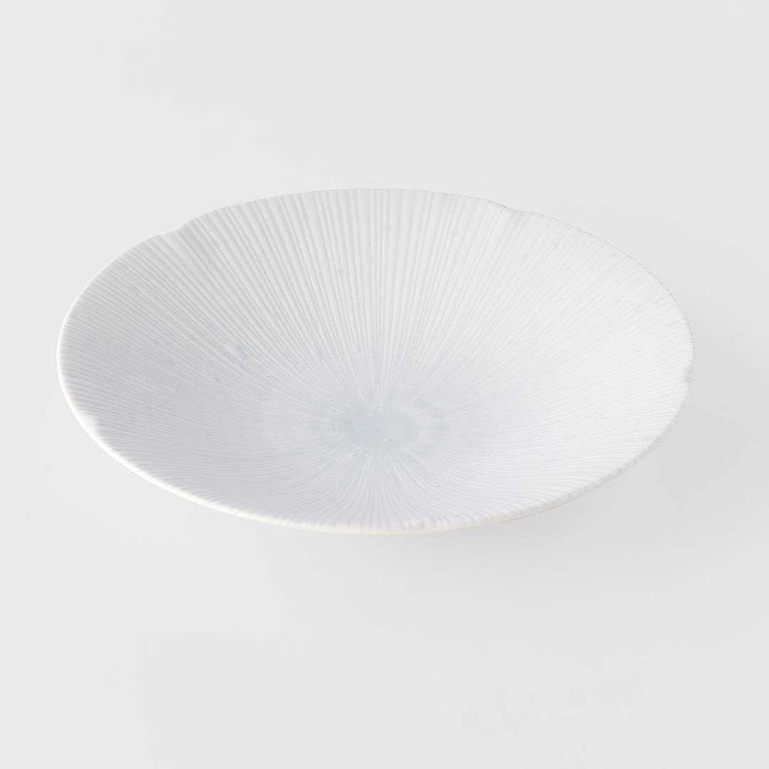 Premium 22.5cm Ice White Glaze Ceramic Pasta Bowl 350ml Dishwasher Microwave Safe