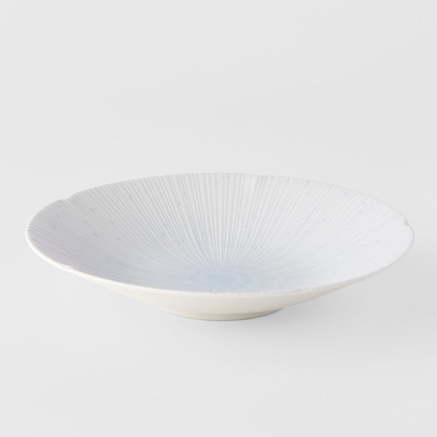 Premium 24.5cm Ice White Glaze Ceramic Pasta Bowl 550ml Dishwasher Microwave Safe