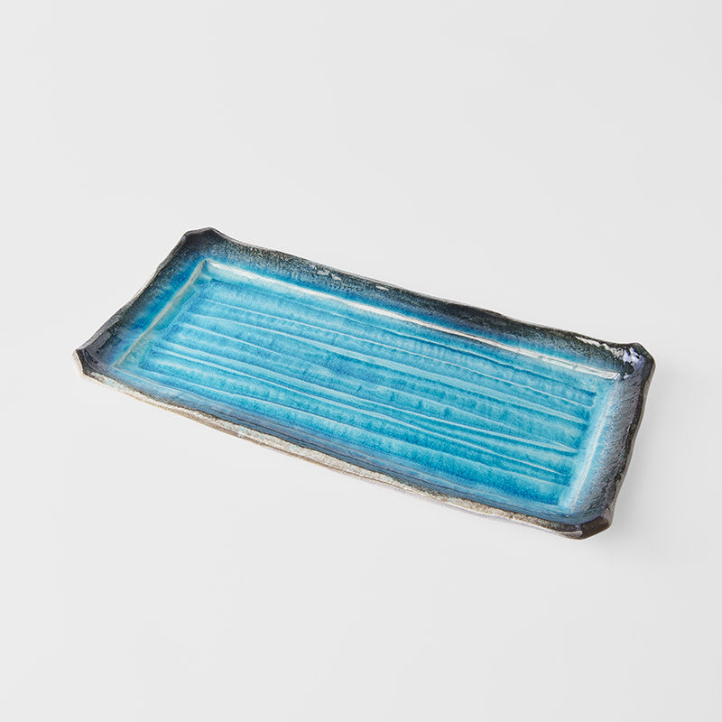 Premium 42cm Sky Blue Glaze Ceramic Serving Platter Dishwasher Safe