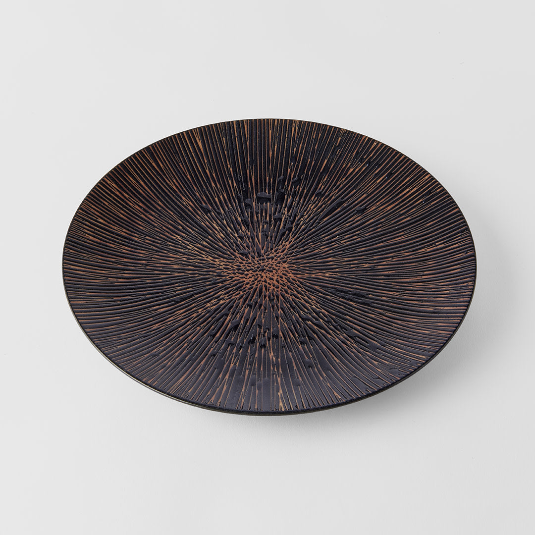 Premium Plate – Bronze Converging Line Glaze 28cm