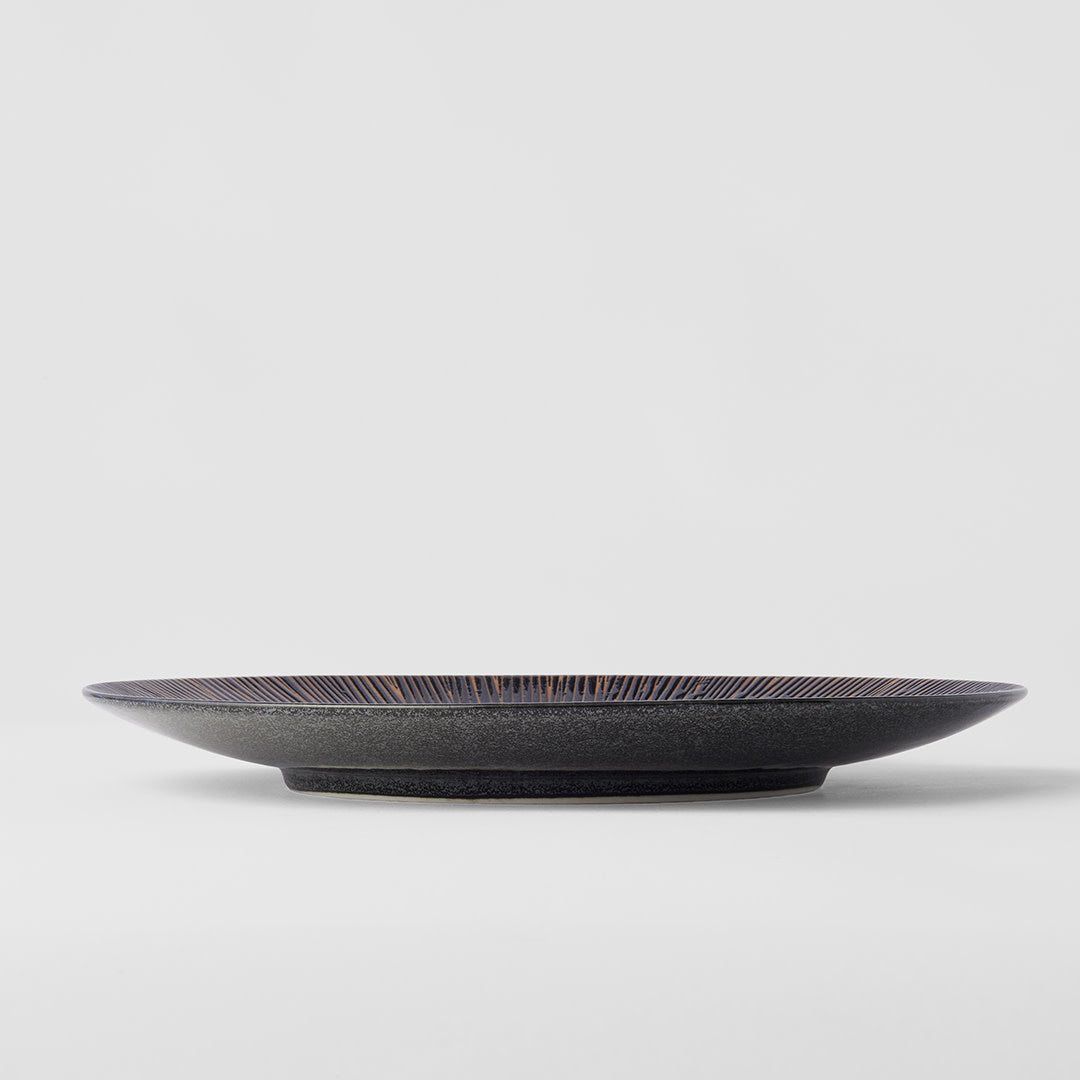 Premium Plate – Bronze Converging Line Glaze 28cm
