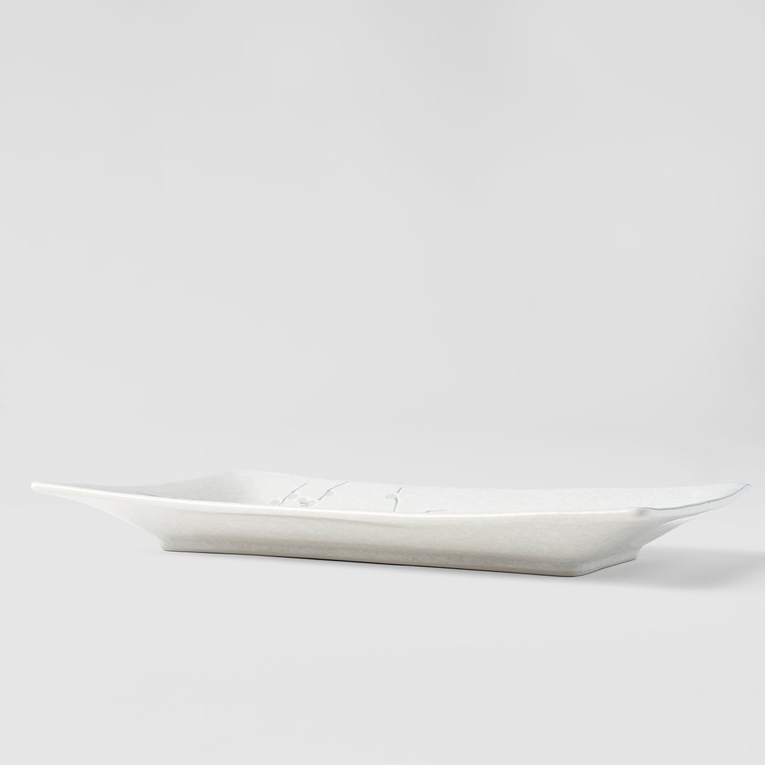 Premium 33cm White Blossom Glaze Rectangular Ceramic Platter Dishwasher Microwave Safe