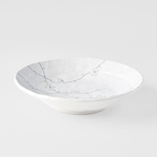 Premium 24cm White Blossom Glaze Ceramic Pasta Bowl 700ml Dishwasher Microwave Safe
