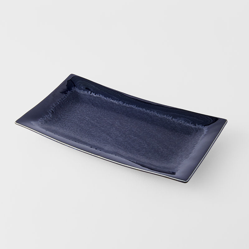 Premium 33cm Matt and Shiny Black Glaze Rectangular Ceramic Platter Dishwasher Microwave Safe