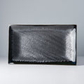 Premium 33cm Matt and Shiny Black Glaze Rectangular Ceramic Platter Dishwasher Microwave Safe