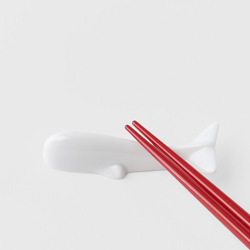 Premium Whale Chopstick Rest with Pure White Glaze