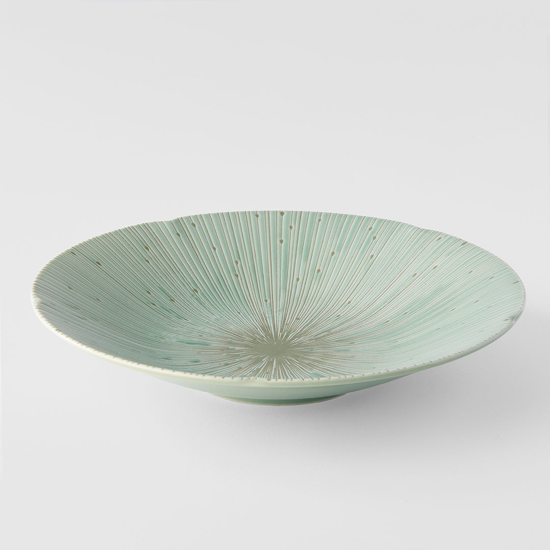 Premium 24.5cm Ice Green Glaze Ceramic Pasta Bowl 550ml Dishwasher Microwave Safe