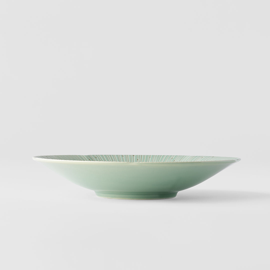 Premium 24.5cm Ice Green Glaze Ceramic Pasta Bowl 550ml Dishwasher Microwave Safe