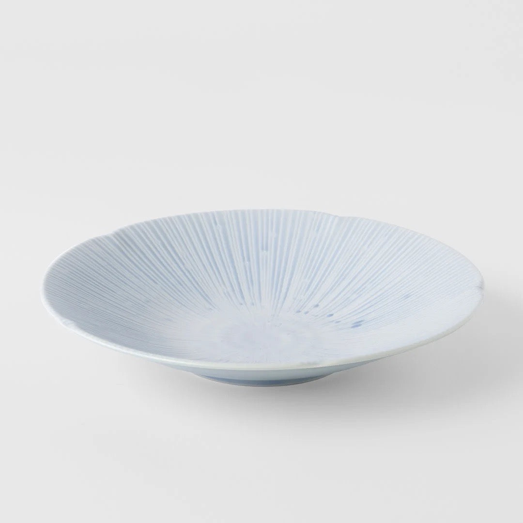 Premium 22.5cm Ice Blue Glaze Ceramic Pasta Bowl 350ml Dishwasher Microwave Safe