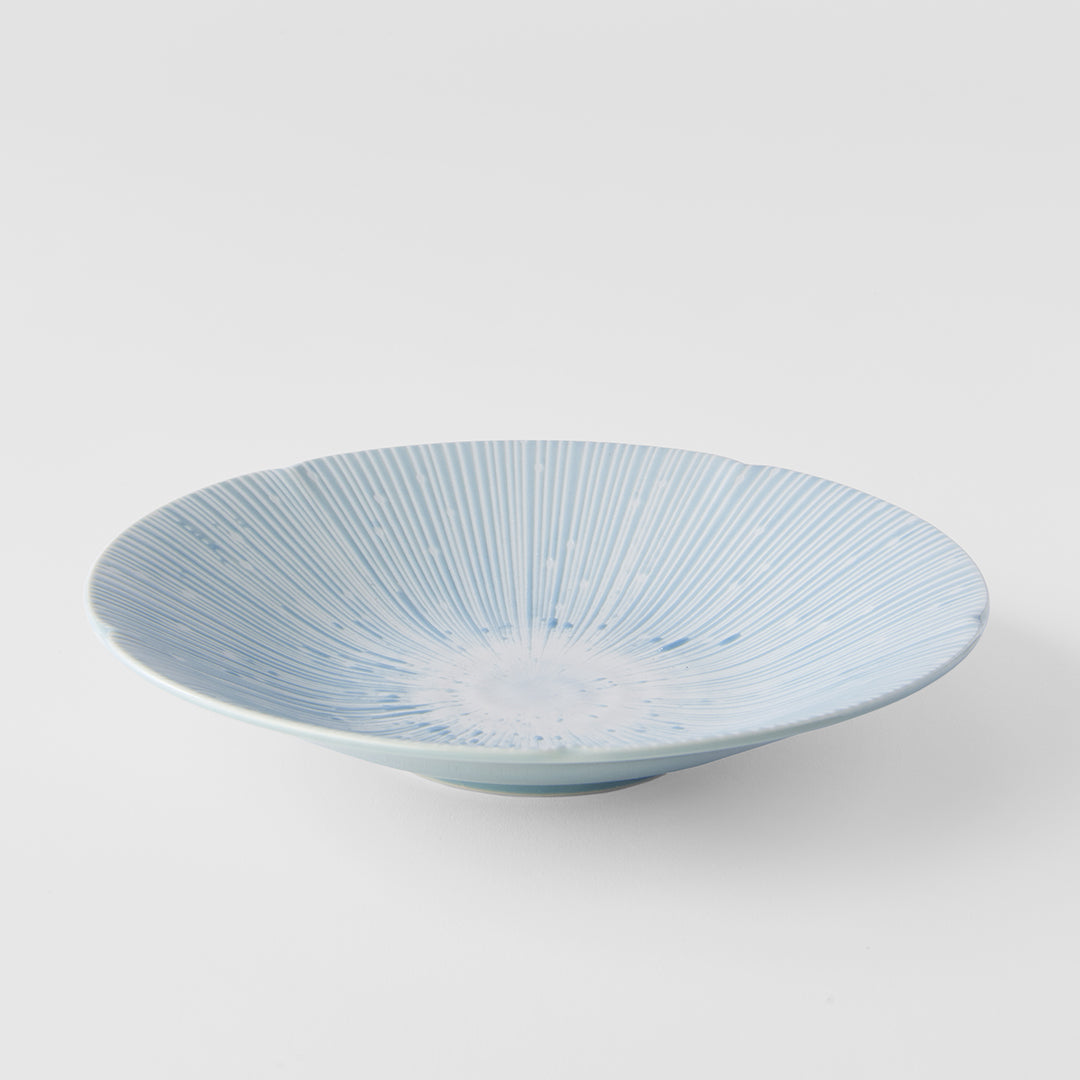 Premium 24.5cm Ice Blue Glaze Ceramic Pasta Bowl 550ml Dishwasher Microwave Safe