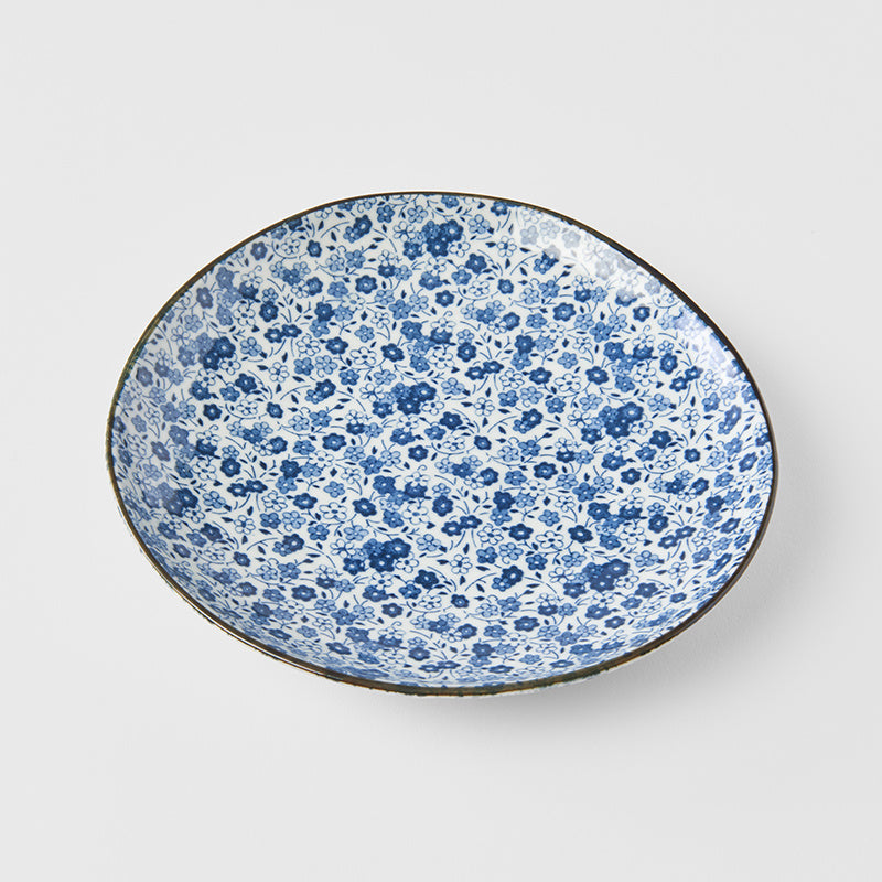Premium 19cm Blue Daisy Glaze Organic Ceramic Side Plate Dishwasher Microwave Safe