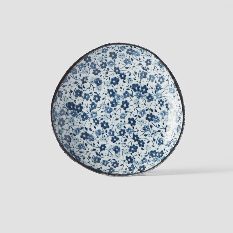 Premium 12cm Blue Daisy Glaze Organic Ceramic Saucer Dishwasher Microwave Safe