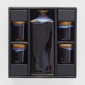 Premium 5pcs Tenmokku Bright Blue Glaze Ceramic Sake Set Dishwasher Safe
