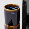 Premium 5pcs Tenmokku Bright Blue Glaze Ceramic Sake Set Dishwasher Safe