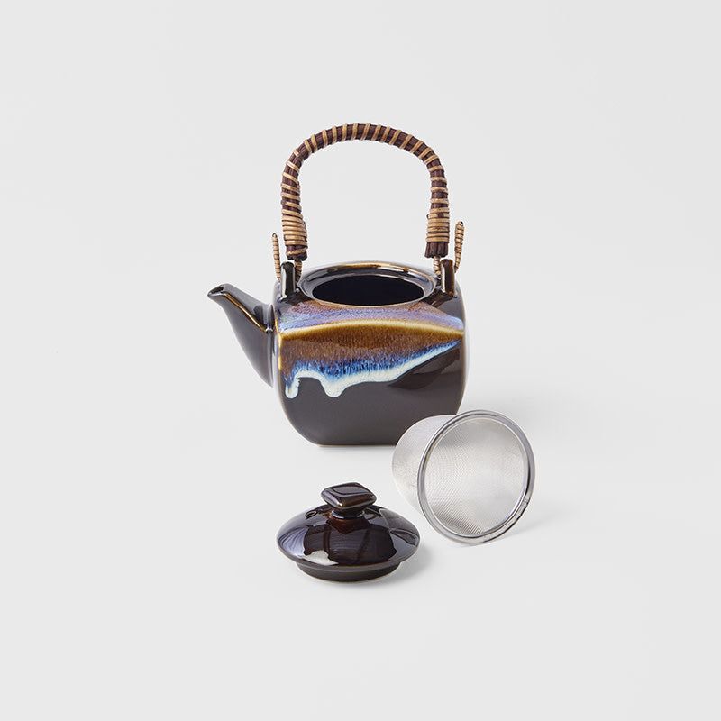 Tea Set 5pcs Tenmokku Bright Blue Glaze - SuperSaverAU - view 5