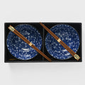 Premium Bowl Set with Chopsticks – Indigo Dragonfly 400ml, 2 Piece