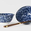 Premium Bowl Set with Chopsticks – Indigo Dragonfly 400ml, 2 Piece