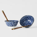 Premium Bowl Set with Chopsticks – Indigo Dragonfly 400ml, 2 Piece