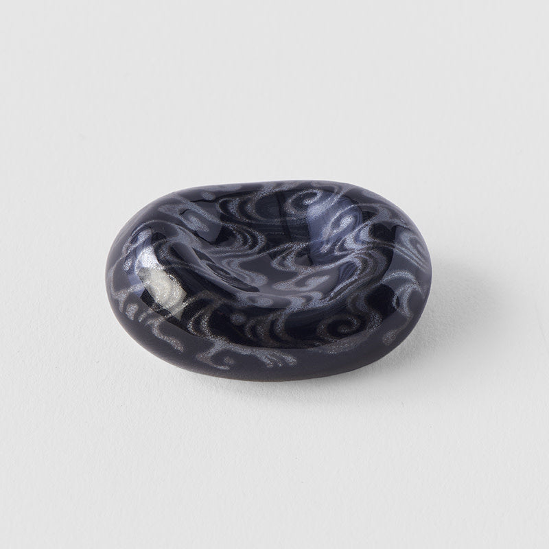 River Pebble Water Swirl Black Glaze Chopstick Rest Dishwasher Microwave Safe