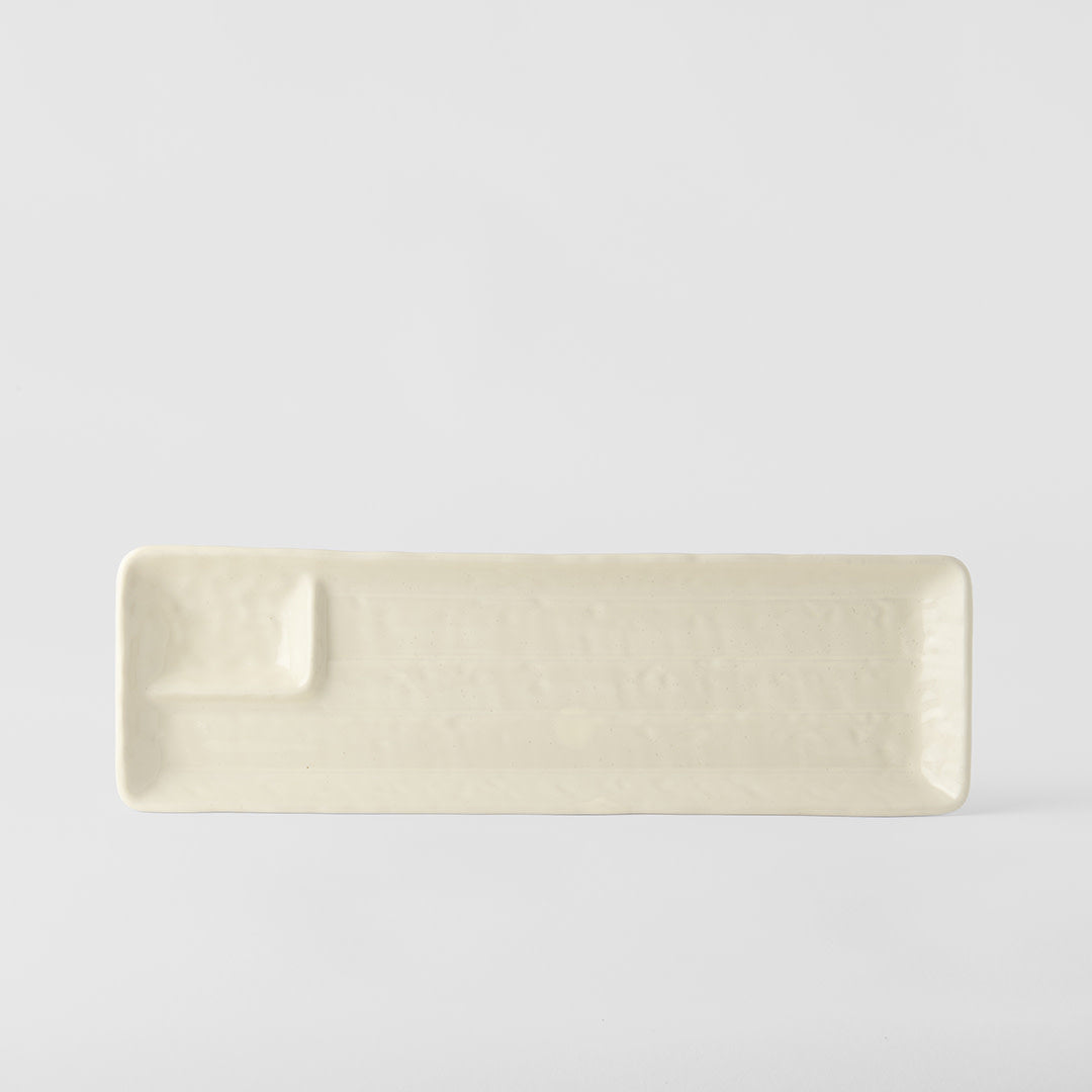 Premium Dumpling Plate – White Ivory Glaze 33cm