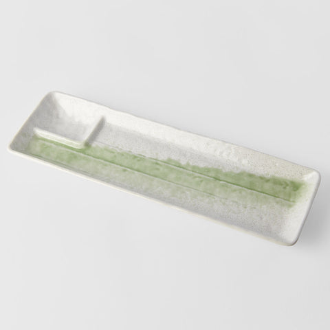 Premium Dumpling Plate – Green Brushstroke Glaze 33cm