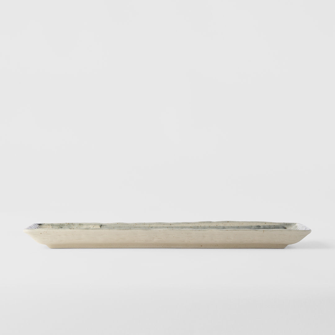 Premium Dumpling Plate – White Sumi Brushstroke Glaze 33cm