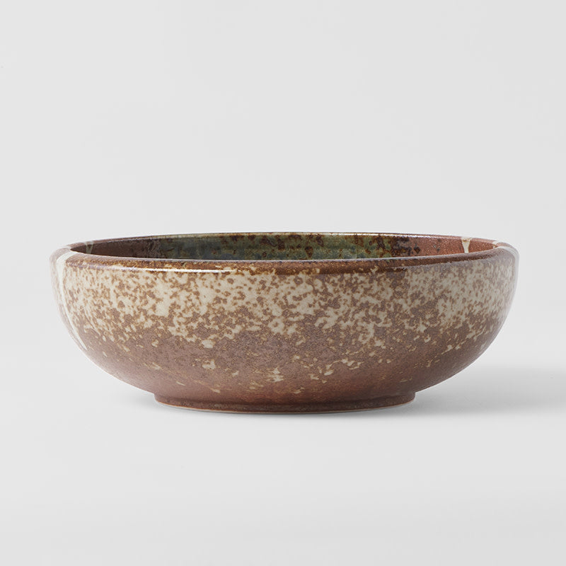 Premium Thick Edge Bowl – Brown Striped Earth Glaze 24cm, 1800ml